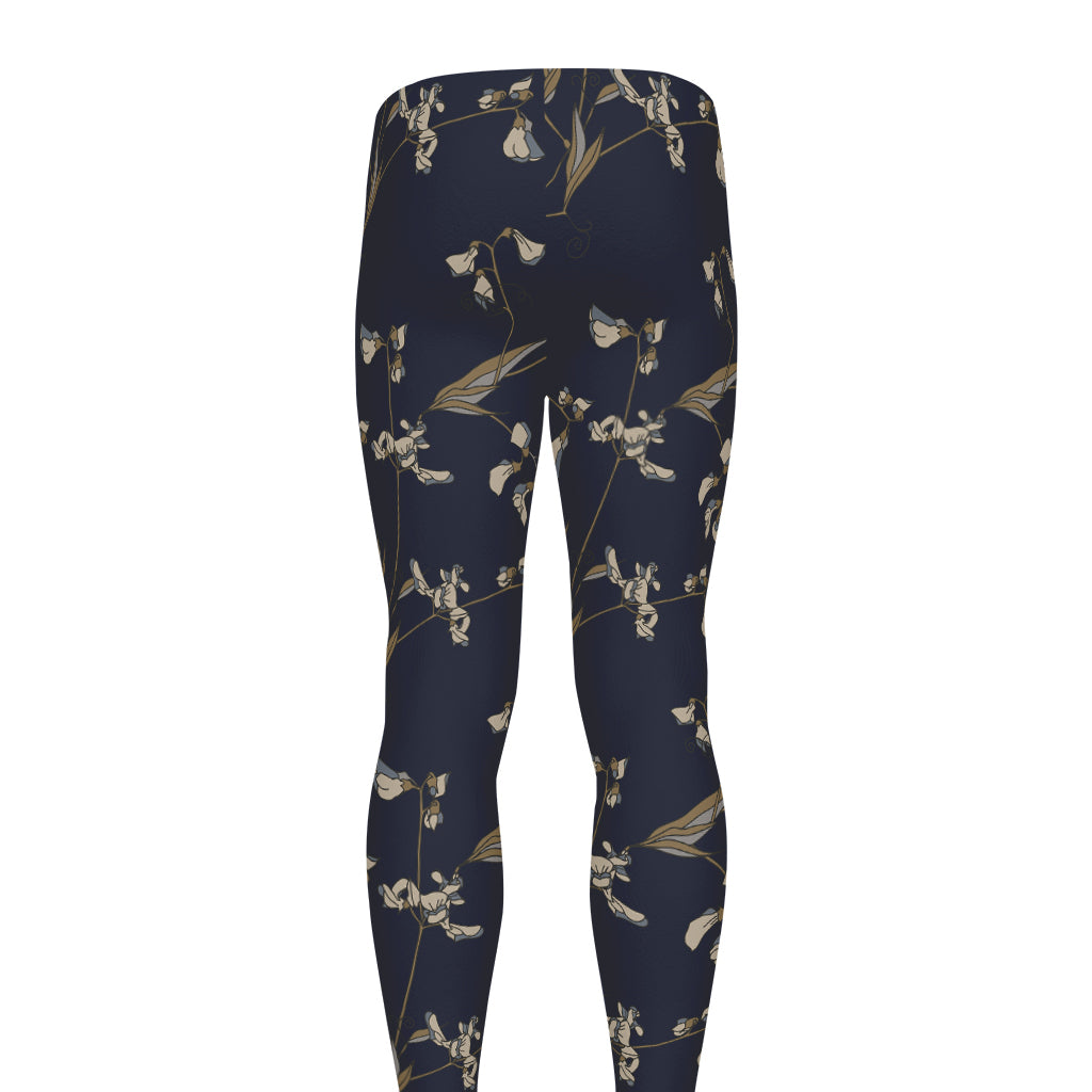 Vintage Sweet Pea Pattern Print Men's leggings
