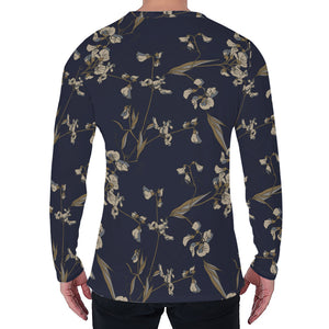 Vintage Sweet Pea Pattern Print Men's Long Sleeve T-Shirt