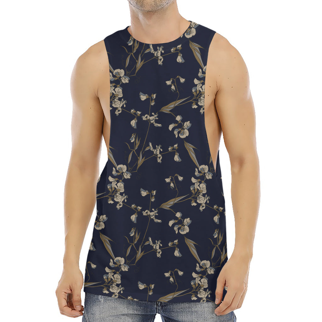 Vintage Sweet Pea Pattern Print Men's Muscle Tank Top