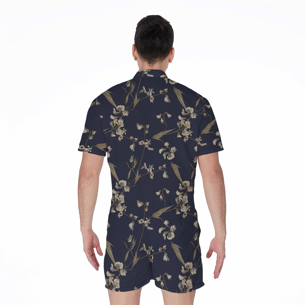 Vintage Sweet Pea Pattern Print Men's Rompers