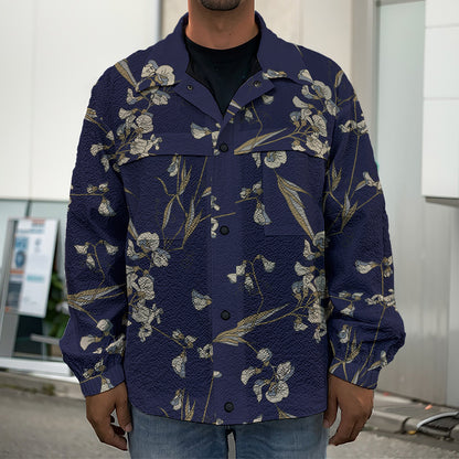 Vintage Sweet Pea Pattern Print Men's Shirt Jacket