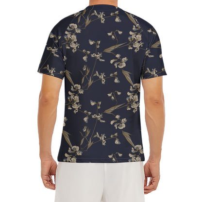 Vintage Sweet Pea Pattern Print Men's Short Sleeve Rash Guard