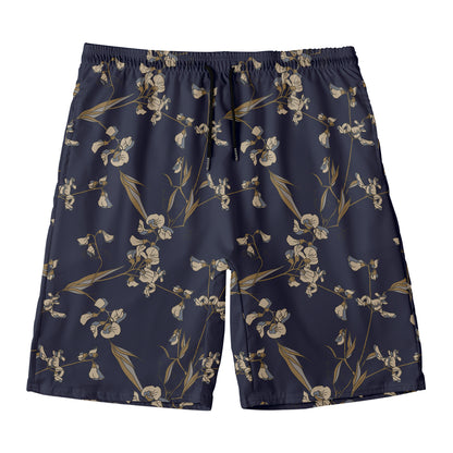 Vintage Sweet Pea Pattern Print Men's Swim Trunks