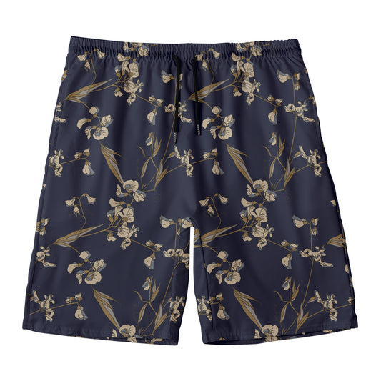 Vintage Sweet Pea Pattern Print Men's Swim Trunks