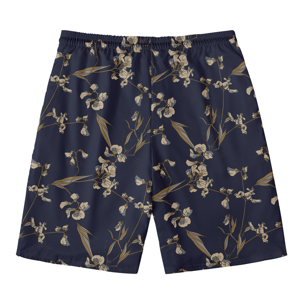 Vintage Sweet Pea Pattern Print Men's Swim Trunks