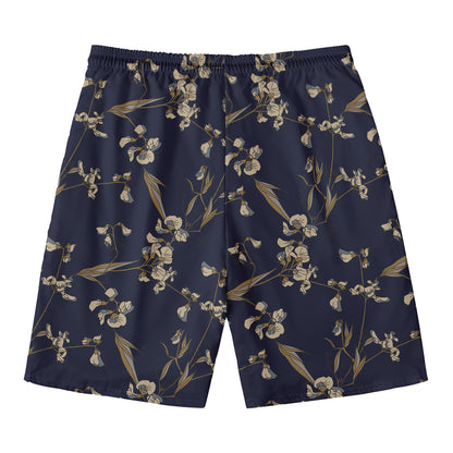 Vintage Sweet Pea Pattern Print Men's Swim Trunks