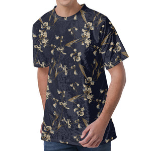 Vintage Sweet Pea Pattern Print Men's Velvet T-Shirt