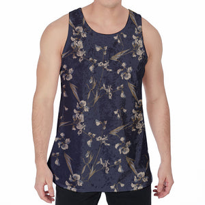 Vintage Sweet Pea Pattern Print Men's Velvet Tank Top