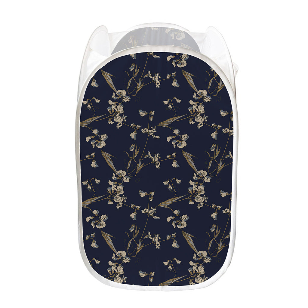 Vintage Sweet Pea Pattern Print Mesh Laundry Hamper