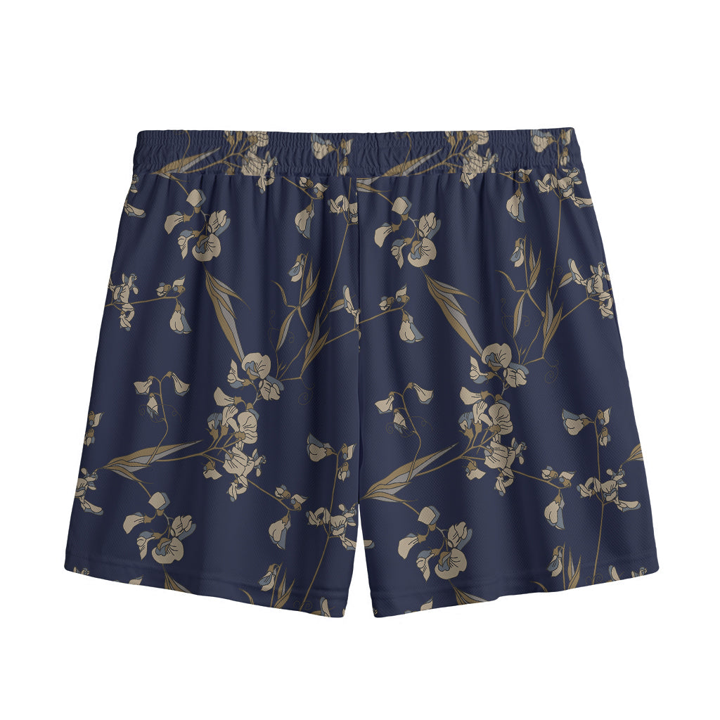 Vintage Sweet Pea Pattern Print Mesh Shorts