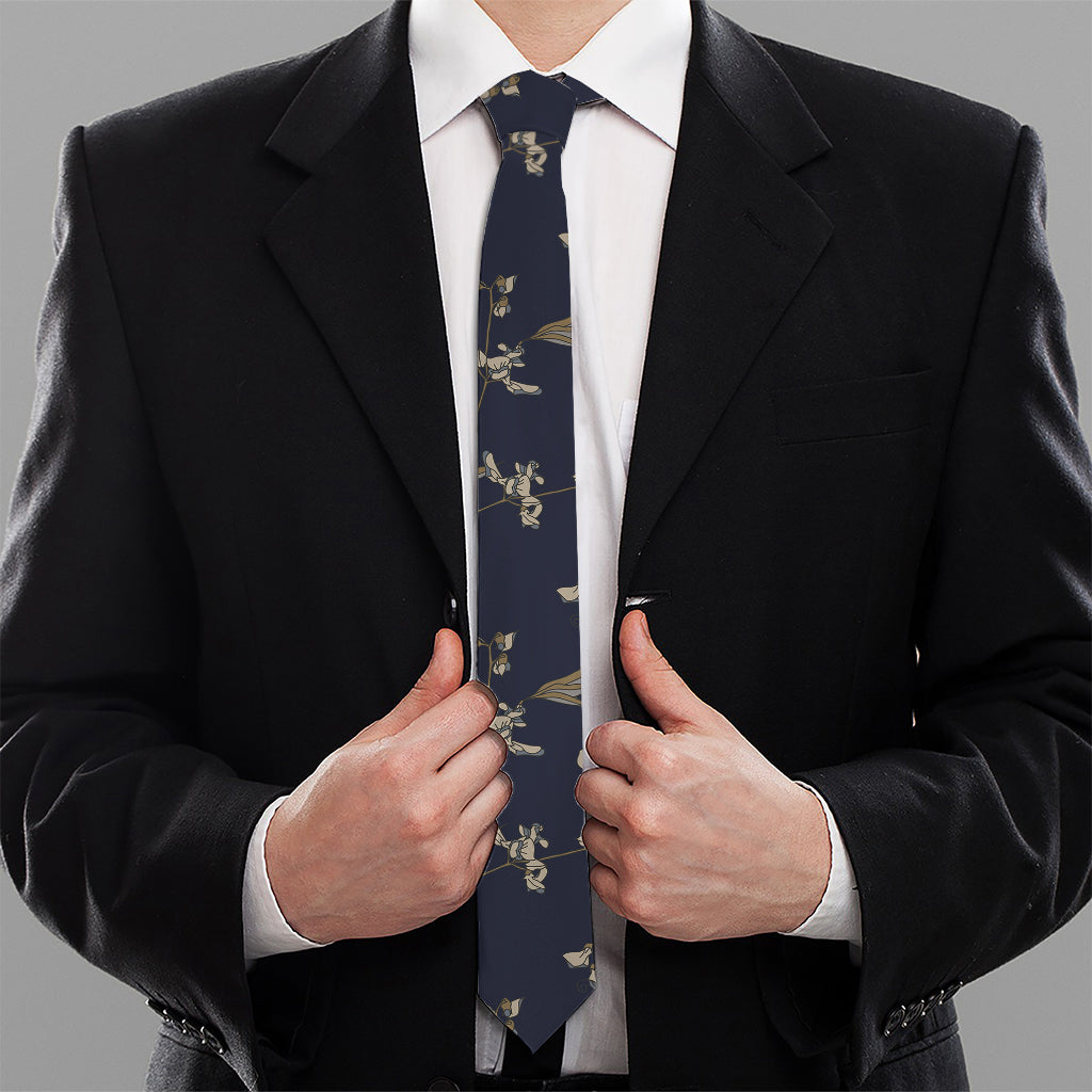 Vintage Sweet Pea Pattern Print Necktie