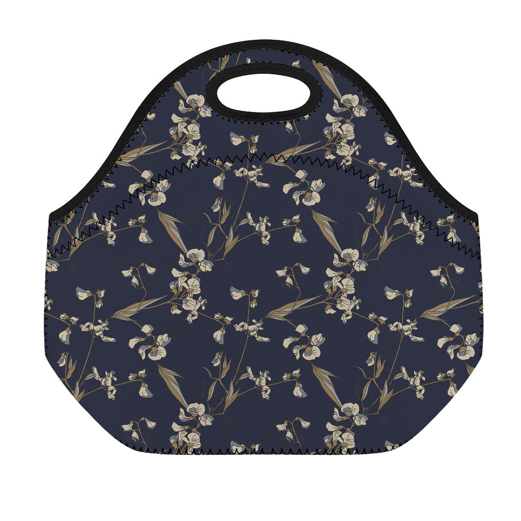 Vintage Sweet Pea Pattern Print Neoprene Lunch Bag