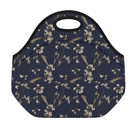 Vintage Sweet Pea Pattern Print Neoprene Lunch Bag