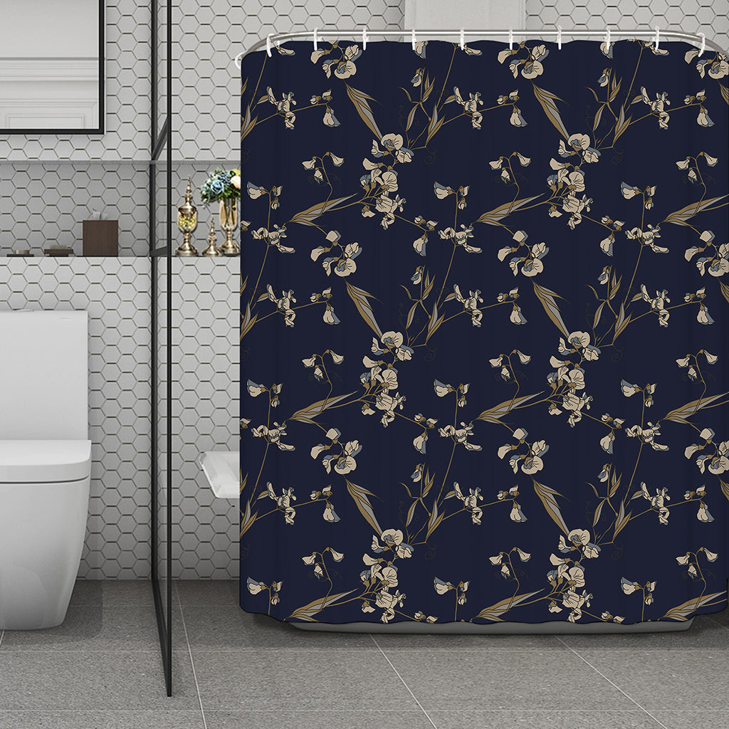 Vintage Sweet Pea Pattern Print Polyester Shower Curtain