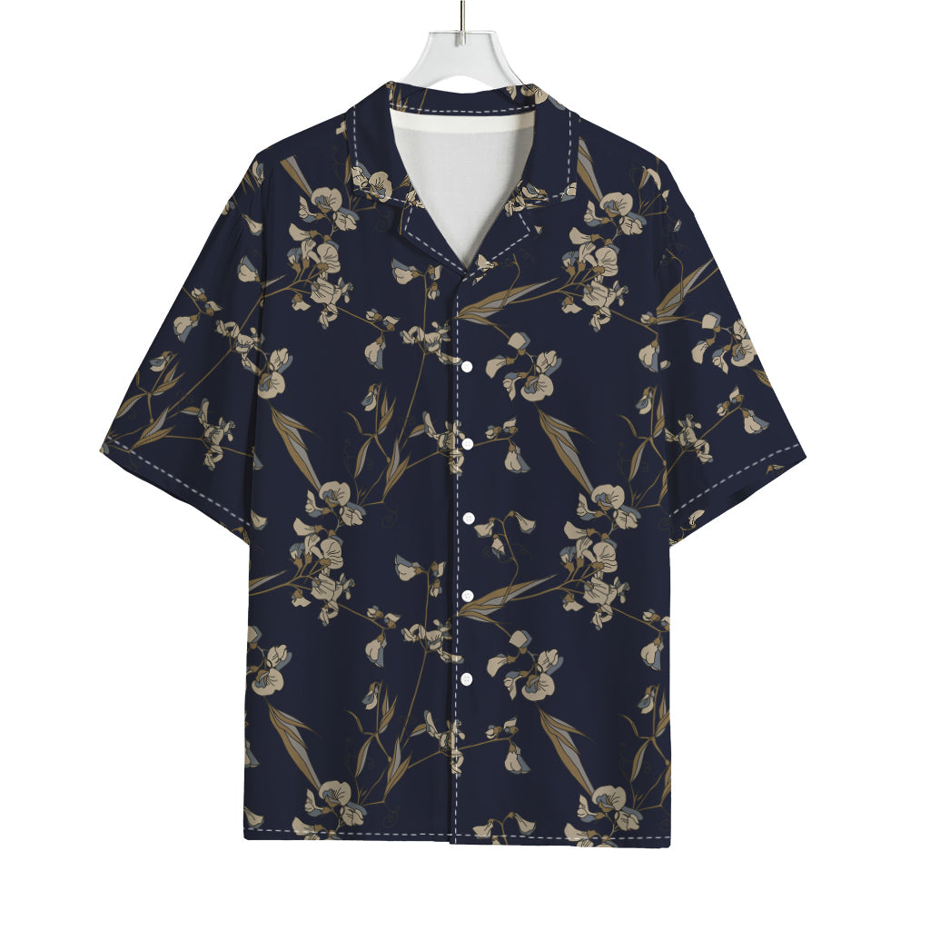 Vintage Sweet Pea Pattern Print Rayon Hawaiian Shirt