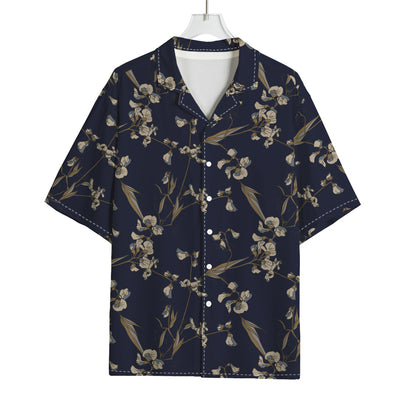 Vintage Sweet Pea Pattern Print Rayon Hawaiian Shirt