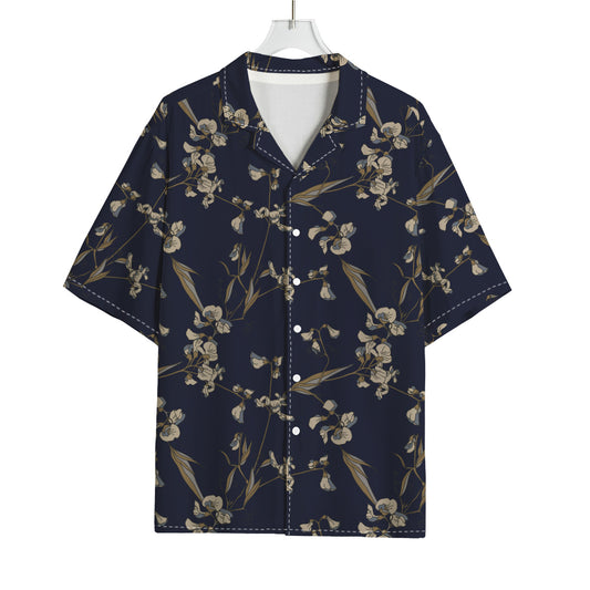 Vintage Sweet Pea Pattern Print Rayon Hawaiian Shirt