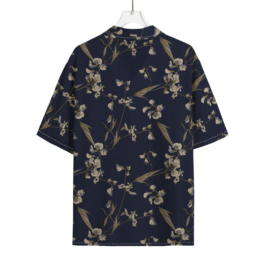Vintage Sweet Pea Pattern Print Rayon Hawaiian Shirt