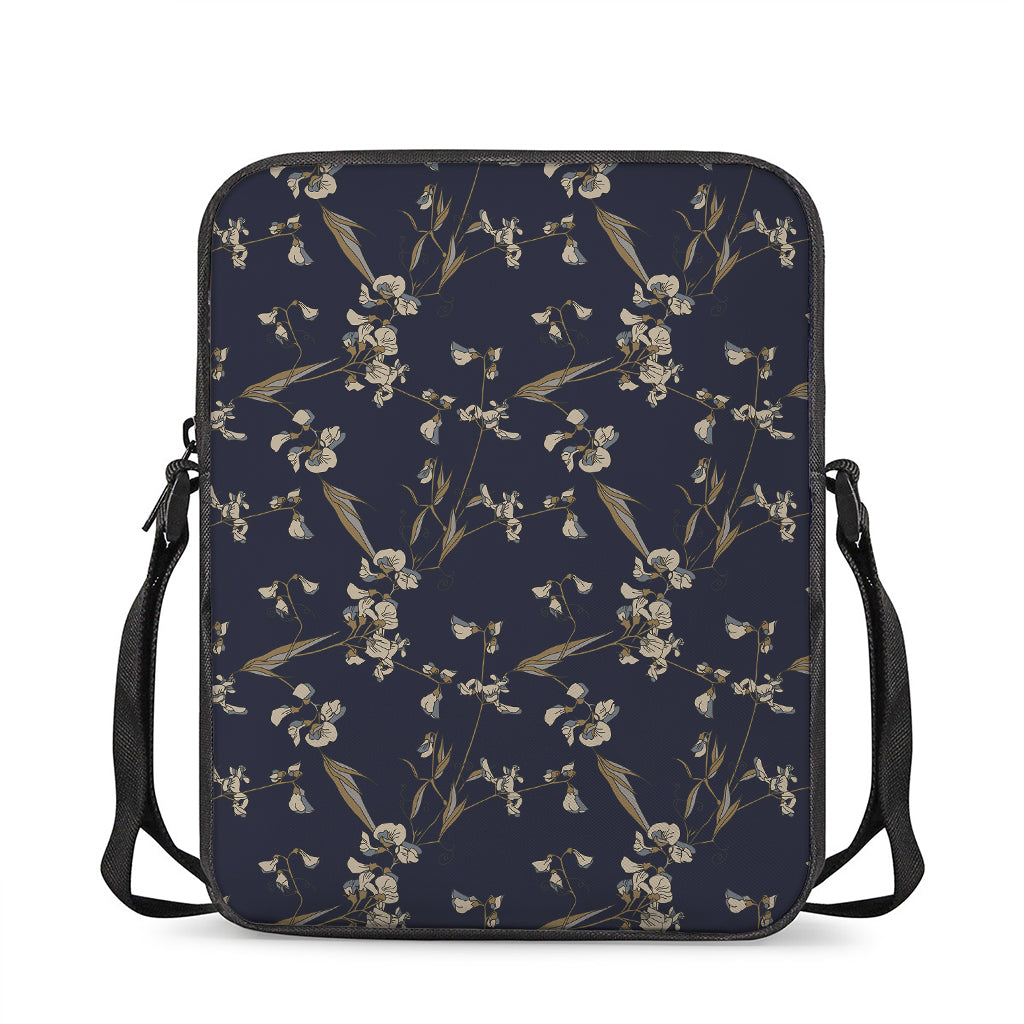 Vintage Sweet Pea Pattern Print Rectangular Crossbody Bag