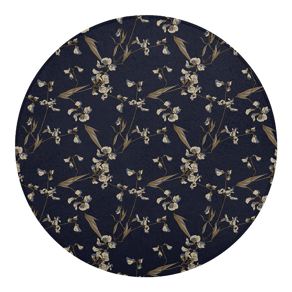 Vintage Sweet Pea Pattern Print Round Blanket