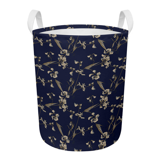 Vintage Sweet Pea Pattern Print Round Laundry Basket