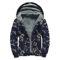 Vintage Sweet Pea Pattern Print Sherpa Lined Zip Up Hoodie