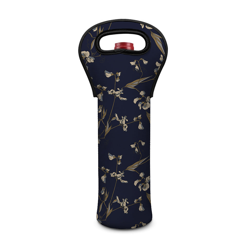 Vintage Sweet Pea Pattern Print Single Neoprene Wine Tote
