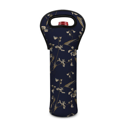 Vintage Sweet Pea Pattern Print Single Neoprene Wine Tote