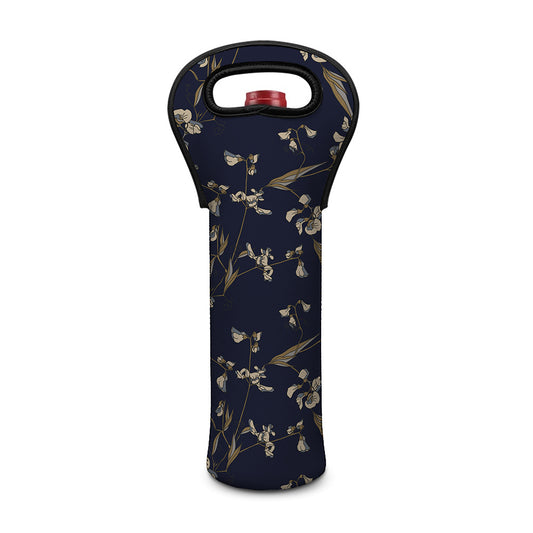 Vintage Sweet Pea Pattern Print Single Neoprene Wine Tote