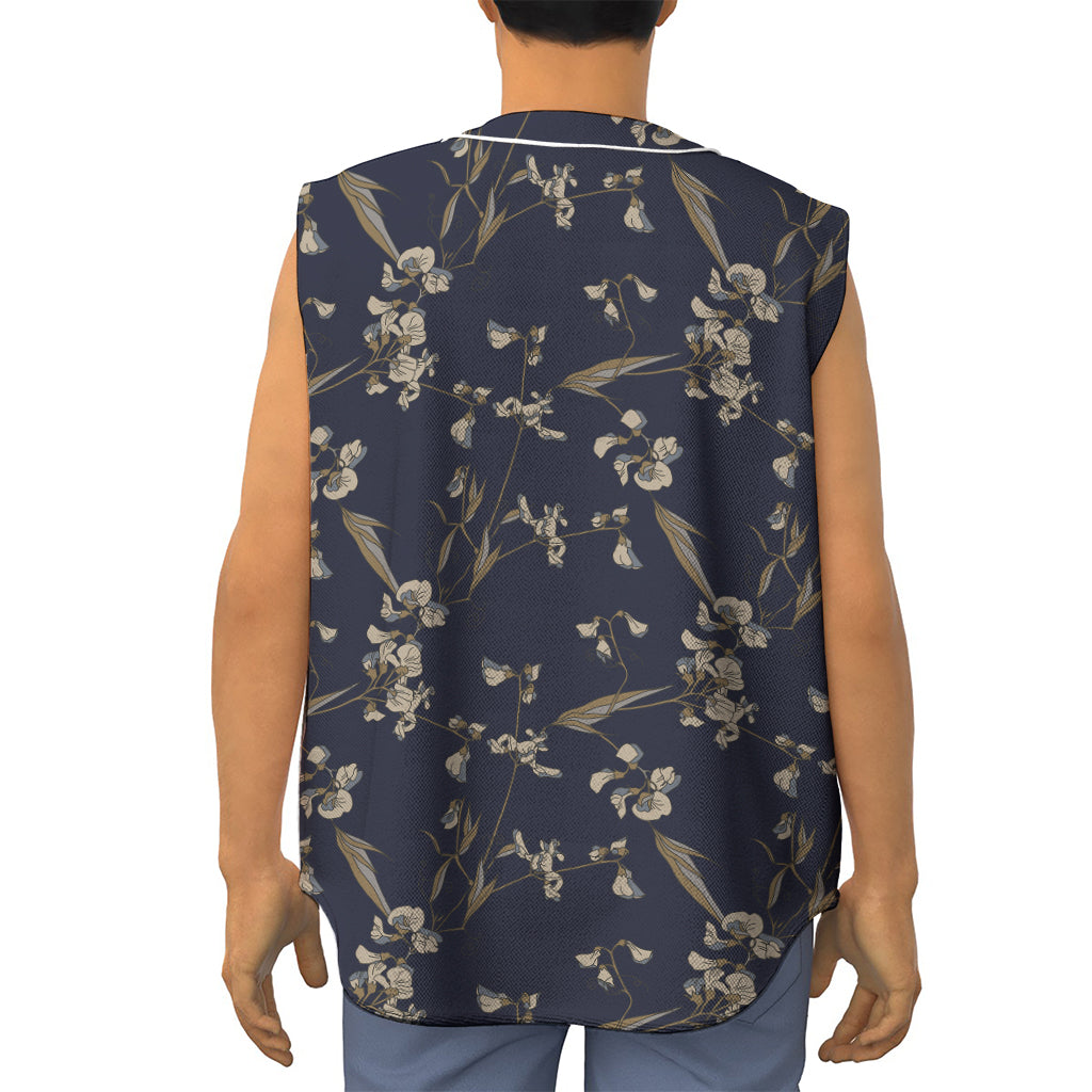 Vintage Sweet Pea Pattern Print Sleeveless Baseball Jersey