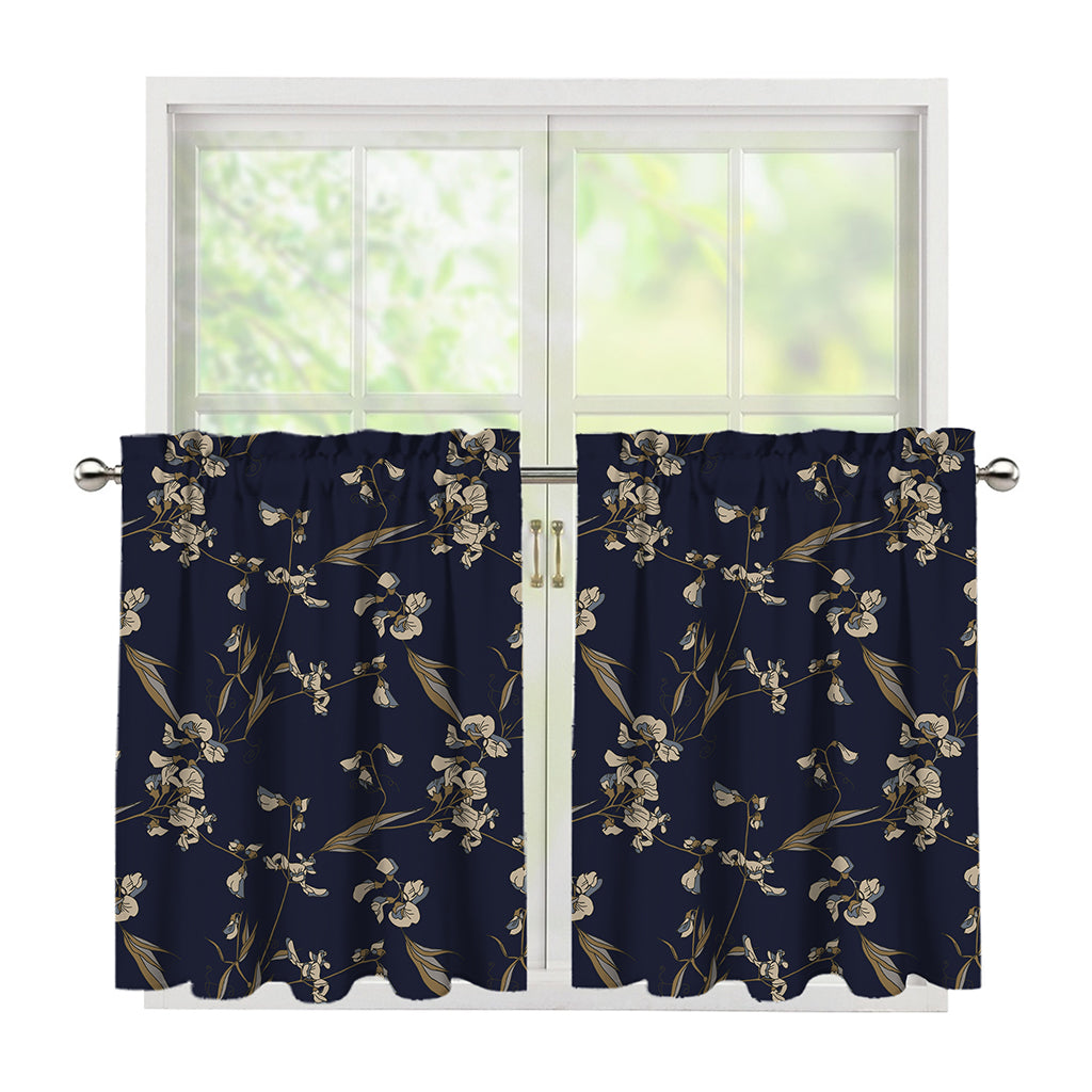 Vintage Sweet Pea Pattern Print Tier Curtains