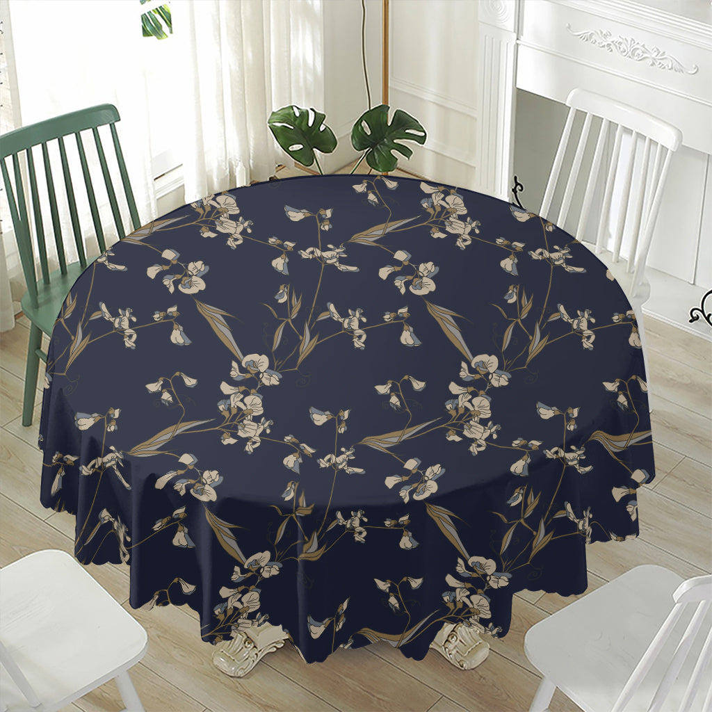 Vintage Sweet Pea Pattern Print Waterproof Round Tablecloth