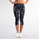 Vintage Sweet Pea Pattern Print Women's Capri Leggings