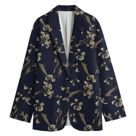 Vintage Sweet Pea Pattern Print Women's Cotton Blazer