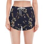 Vintage Sweet Pea Pattern Print Women's Split Running Shorts