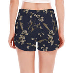 Vintage Sweet Pea Pattern Print Women's Split Running Shorts