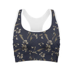 Vintage Sweet Pea Pattern Print Women's Sports Bra