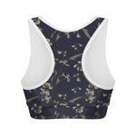 Vintage Sweet Pea Pattern Print Women's Sports Bra