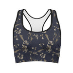 Vintage Sweet Pea Pattern Print Women's Sports Bra