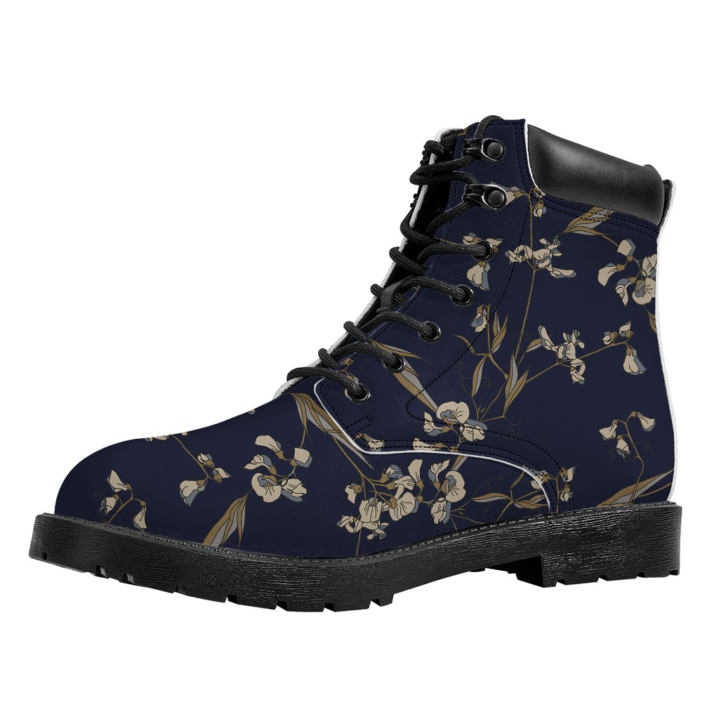 Vintage Sweet Pea Pattern Print Work Boots