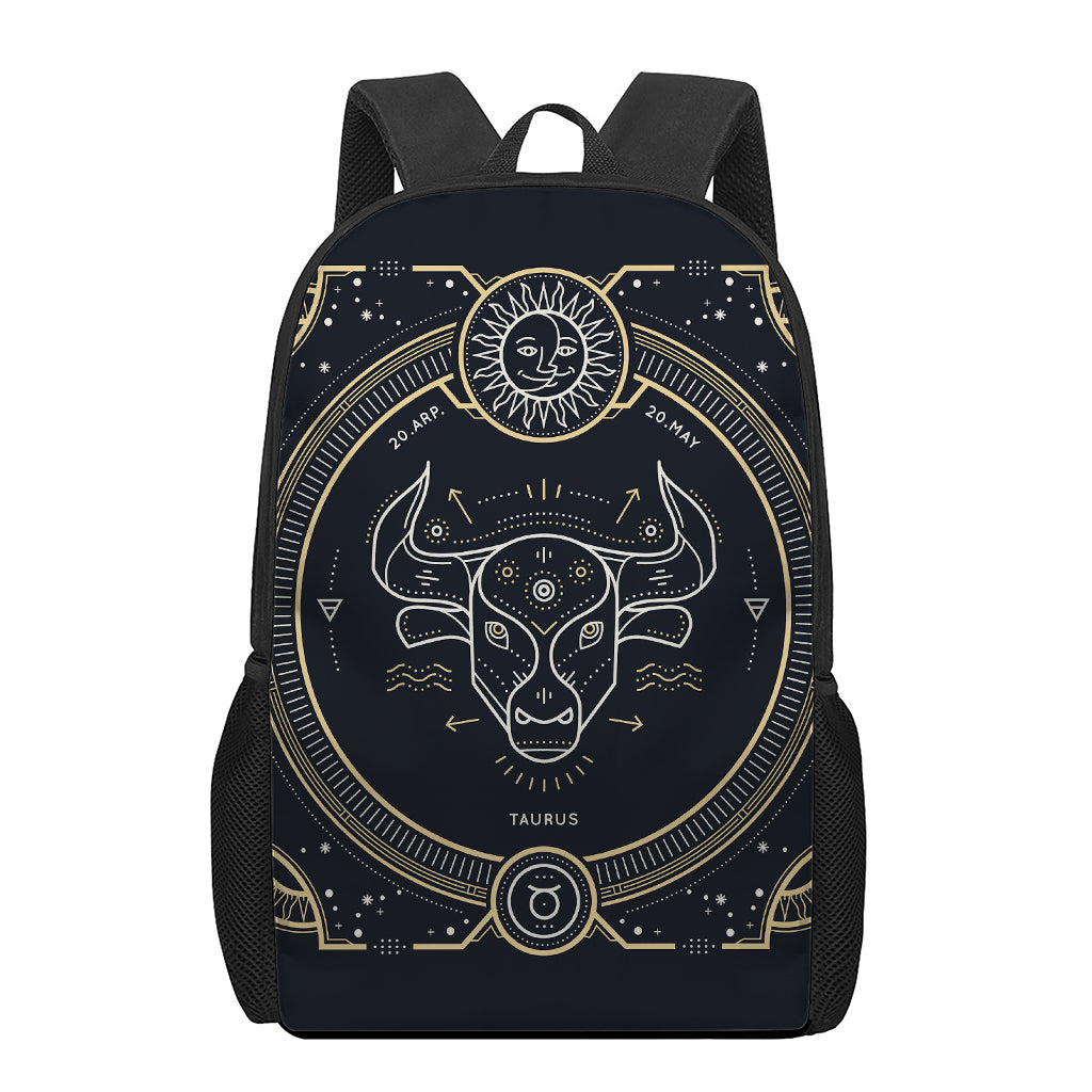 Vintage Taurus Zodiac Sign Print 17 Inch Backpack