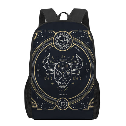 Vintage Taurus Zodiac Sign Print 17 Inch Backpack
