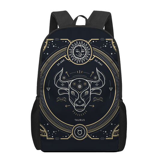 Vintage Taurus Zodiac Sign Print 17 Inch Backpack