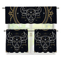 Vintage Taurus Zodiac Sign Print 3 Piece Kitchen Curtains