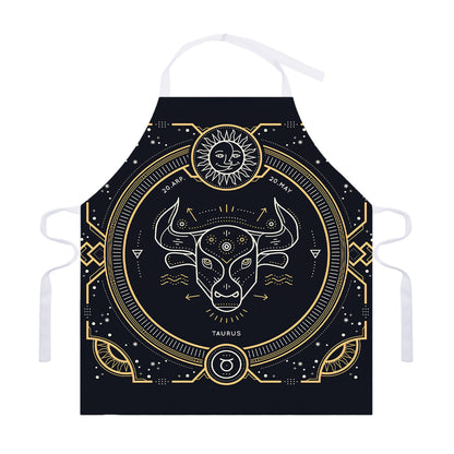 Vintage Taurus Zodiac Sign Print Adjustable Apron
