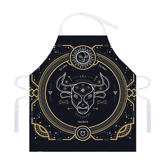 Vintage Taurus Zodiac Sign Print Adjustable Apron