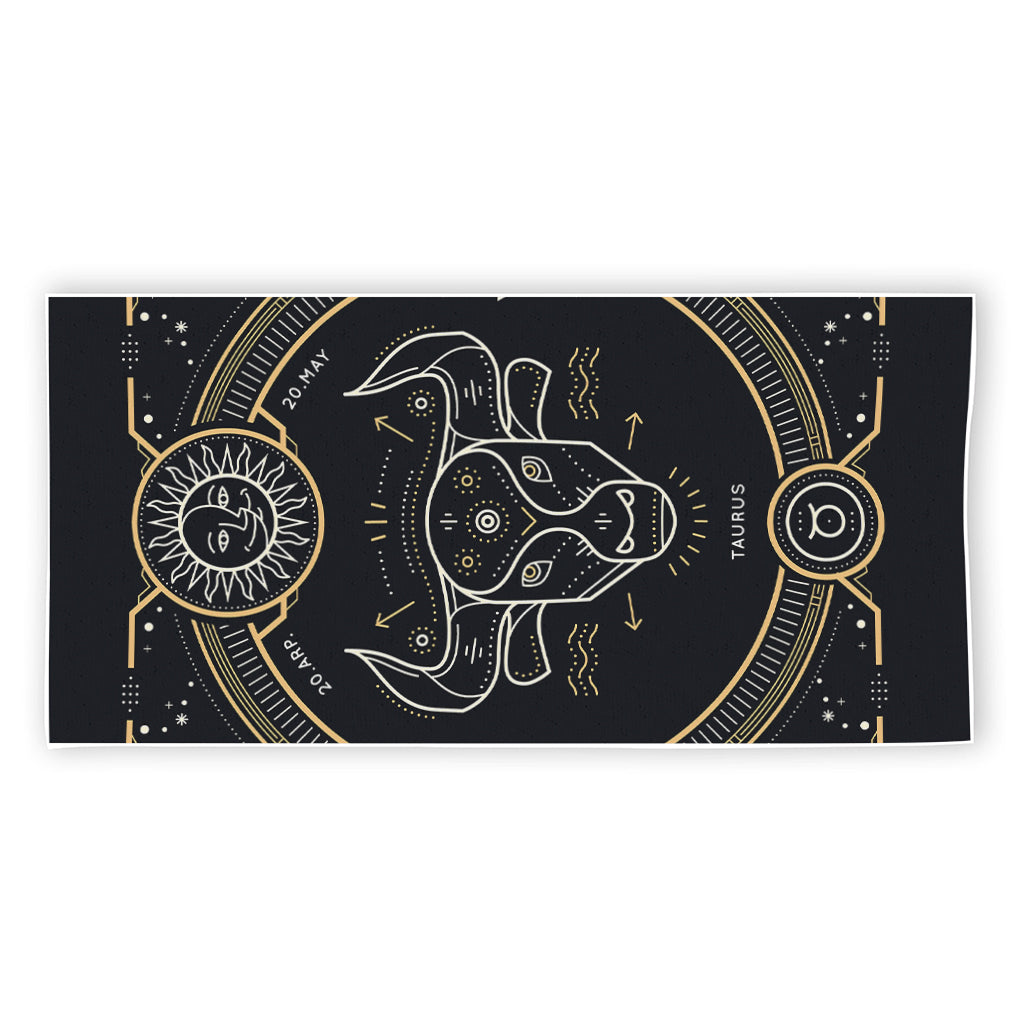 Vintage Taurus Zodiac Sign Print Beach Towel