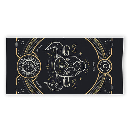 Vintage Taurus Zodiac Sign Print Beach Towel