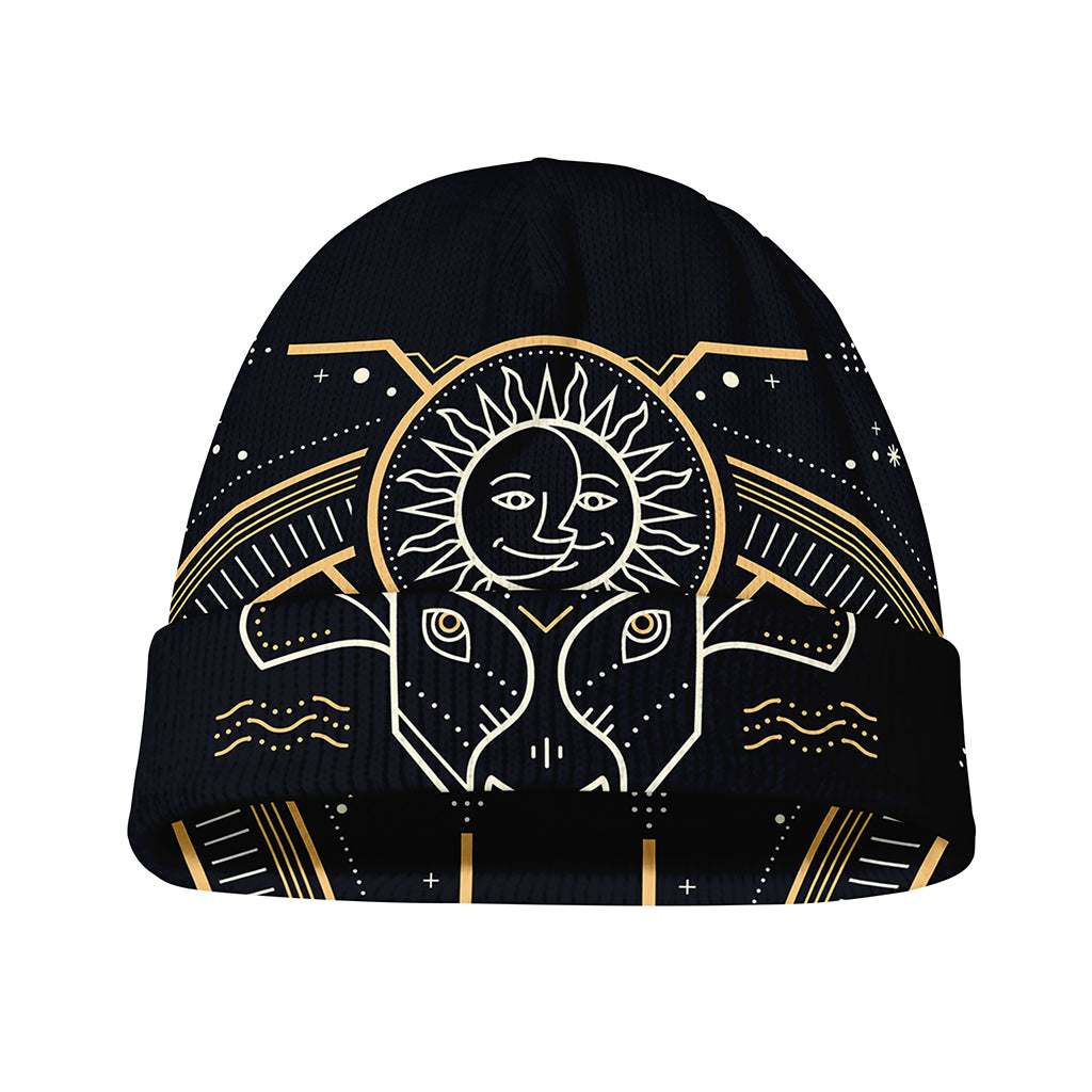 Vintage Taurus Zodiac Sign Print Beanie