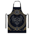 Vintage Taurus Zodiac Sign Print Bib Apron With Pocket